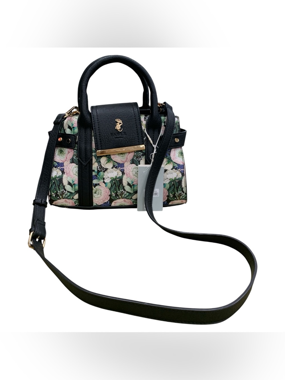 Fable England NWT Floral Mini Satchel with Black Trim